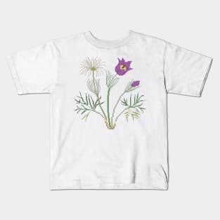 South Dakota State Flower Pasqueflower Kids T-Shirt